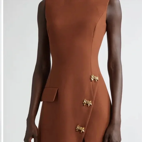 Oscar de la renta Elegant Brown Sleeveless Dress - Picture 2 of 5